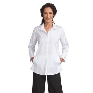 HABITAT The One White Button Down Tunic Shirt Top With Pockets Women's Size L